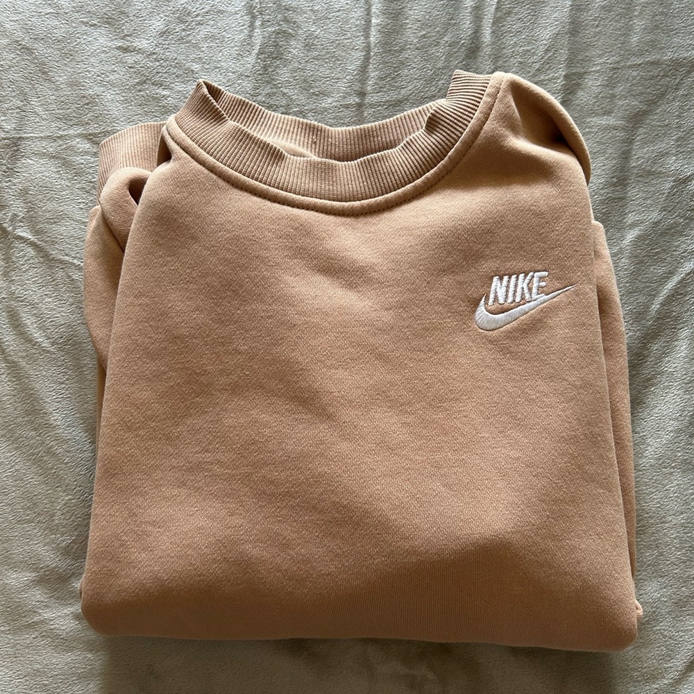 Nike Camel/Tan Crewneck Sweatshirt with White Swoosh